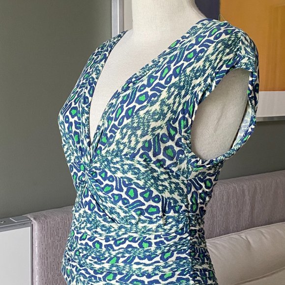 ♥ Plenty by Tracy Reese Sleeveless Cheetah Print Dress in Blue/Green SMALL   - H - Picture 3 of 8